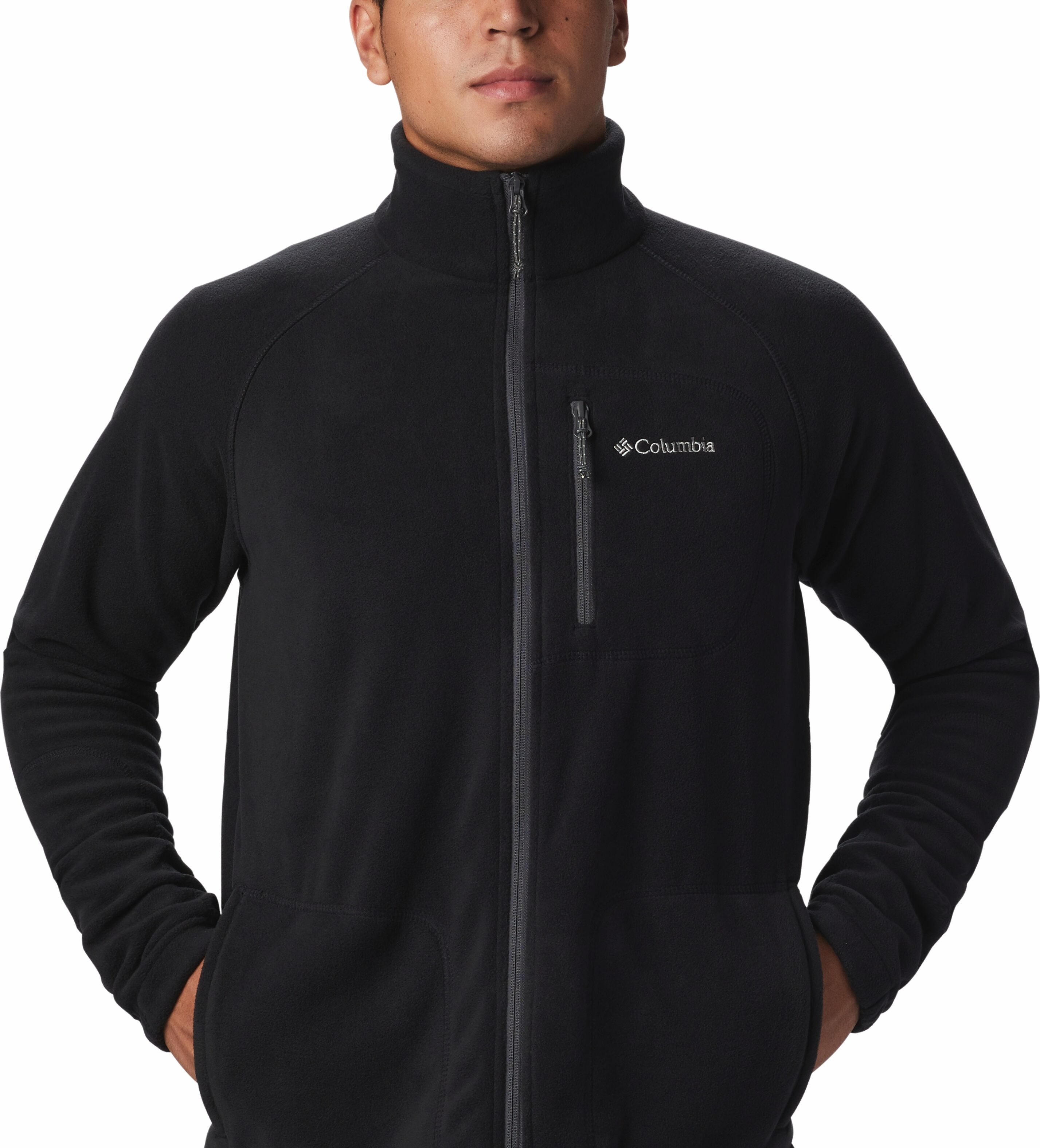 Fleecejacke COLUMBIA "Fast Trek II Full Zip Fleece", Herren, Gr. XXL, schwarz, Fleece, Obermaterial: 100% Polyester, normal, hoch geschlossener Ausschnitt, abgerundeter Saum, Jacken Fleecejacke, mit hochschliessendem Kragen, atmungsaktiv, schnell trocknen