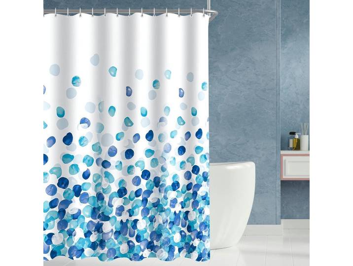 Duschvorhang Blaue Blütenblätter 280 x 200 cm, Mehrfarbig, 280x200 cm, Heimtextilien, Badtextilien, Duschvorhänge