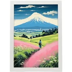 POSTER Bedeutender Mt. Fuji Blatt A3 Weißer Rahmen