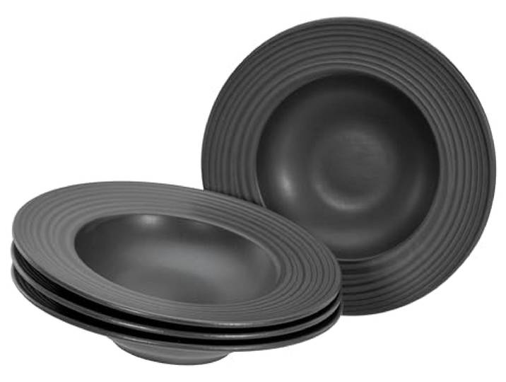 Creatable, Lava Stone Black, Pastateller 4 teilig aus Steinzeug