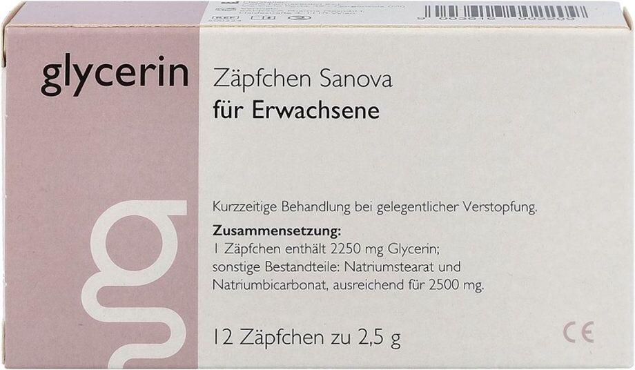 Glycerin Zäpfchen Sanova MP für Erwachsene 12stk