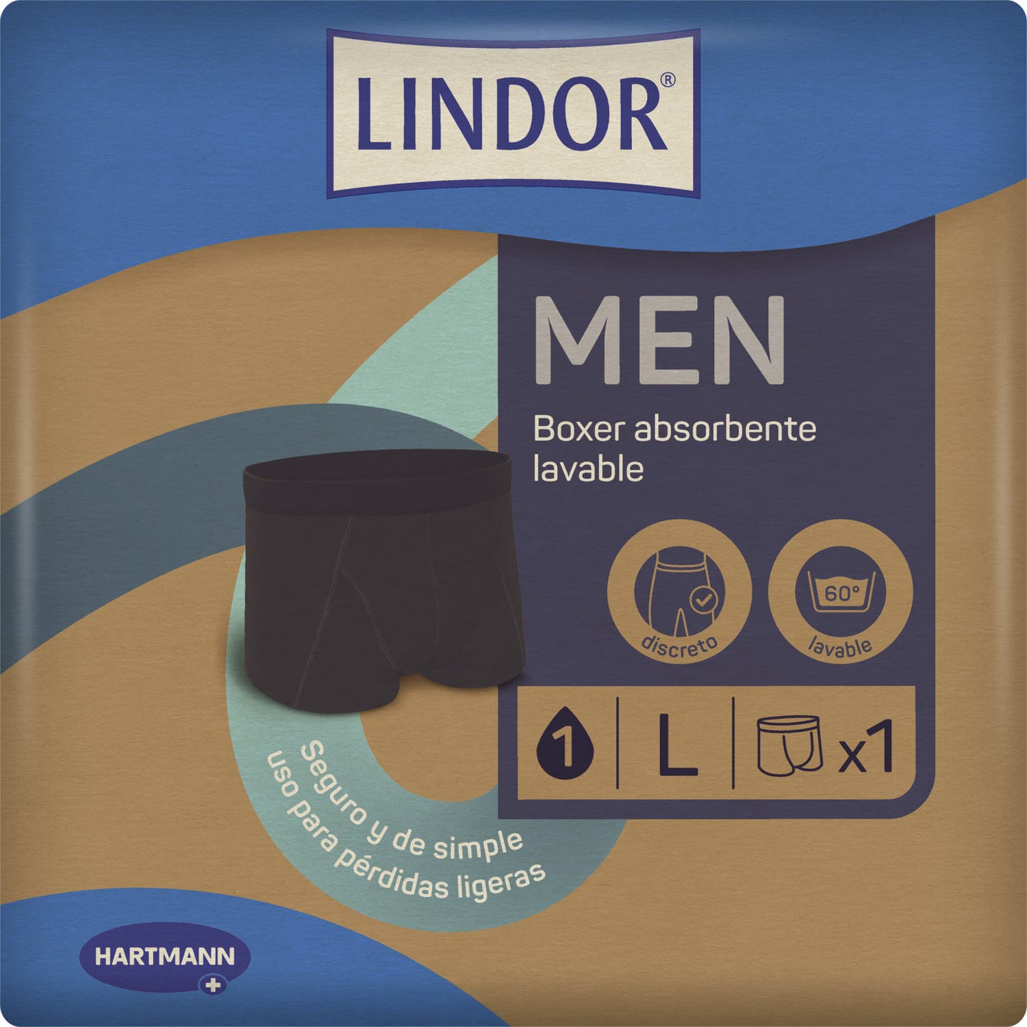HARTMANN Lindor Men Boxer Absorbente Lavable Incontinencia TL 1ud