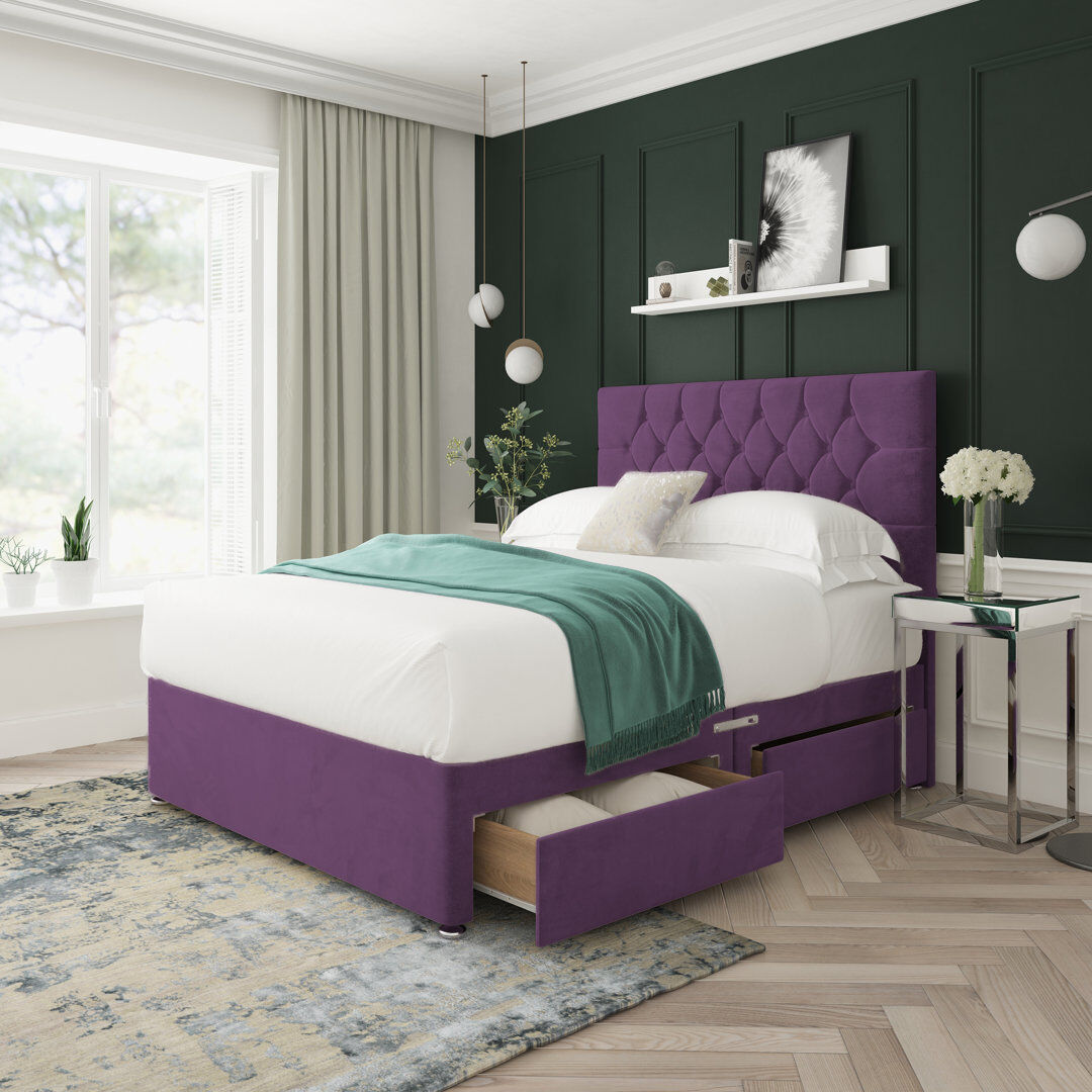 17 Stories Upholstered Divan Bed Purple Single (3')