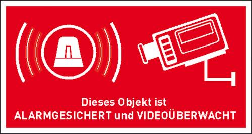 SafetyMarking 21.G5023 Hinweisschild Objekt alarmgesichert und videoüberwacht Folie selbstklebend (B x H) 85mm x 45mm 1St.