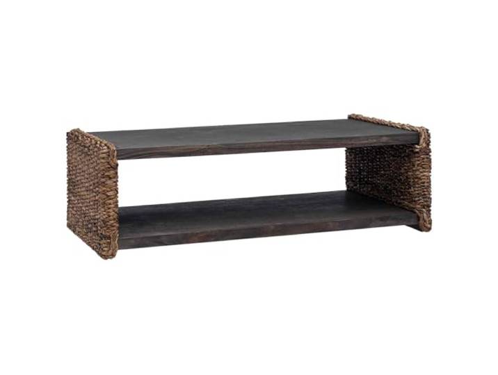 LKJephalotrope Couchtisch Massivholz Mahagoni Rattan Ablage 110x55x35cm Rechteckiger Beistelltisch aus Mahagoniholz und Rattan mit unterer Ablagefläche für Ihr Wohnzimmer oder Büro in Natur.