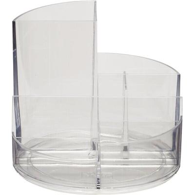 MAUL Rundbox glasklar, 6 Fächer, mit Brief- und Zettelfach, bruchsicherer Kunststoff, Maße: Ø 14 x Höhe 12,5 cm