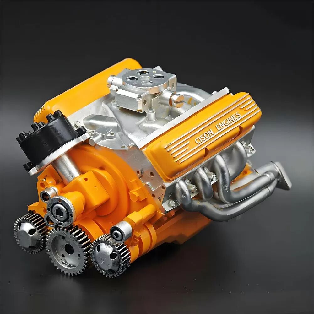 INF V8 Motor Modell Bausatz – Harz Handwerk Ornament für Zuhause, Büro, Arbeitszimmer Gelb