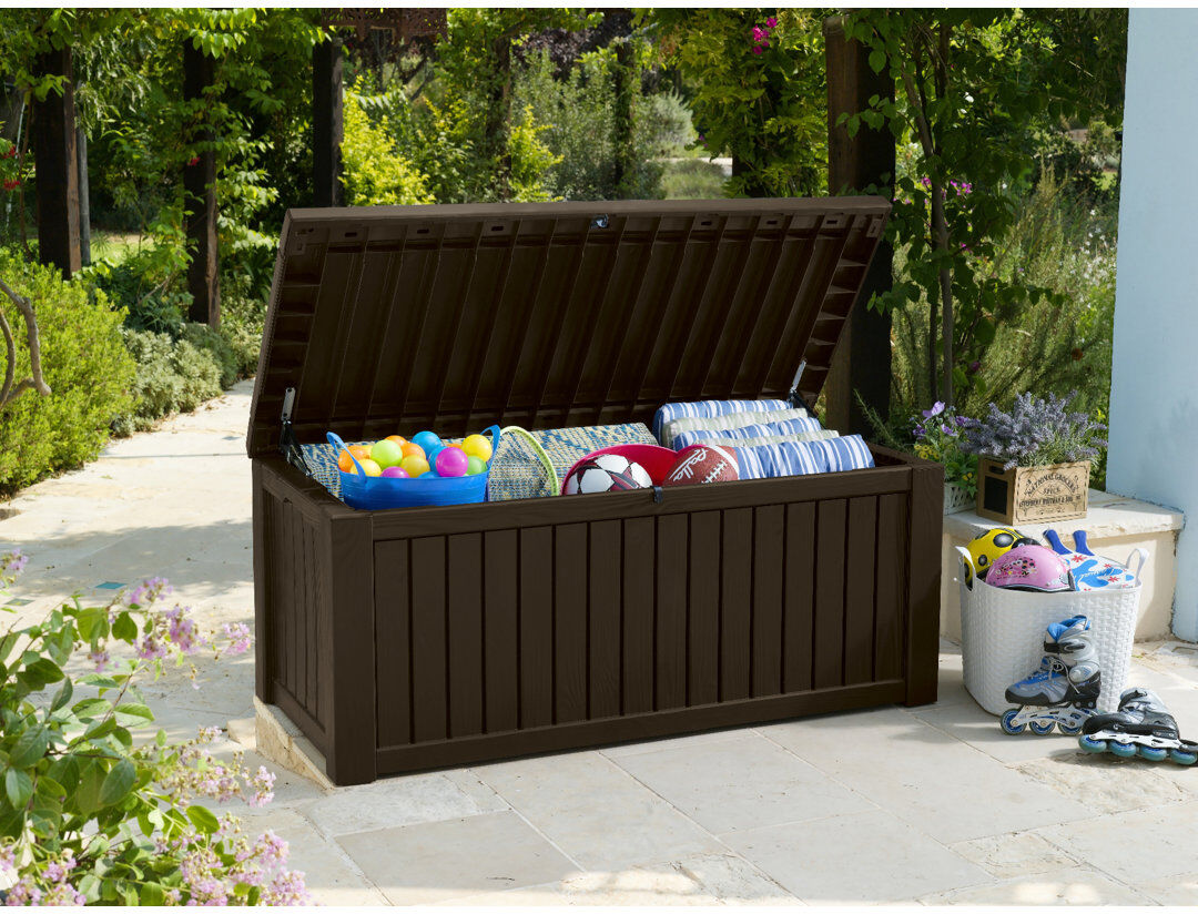 Keter Rockwood 570 L Resin Storage Box Dark Brown 64cm H X 155cm W X 72cm D