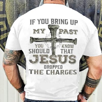 Herren Grafik T-Shirt Jesus hat die Anklagen fallengelassen Christlicher Glaube Erlösung Kurzarm