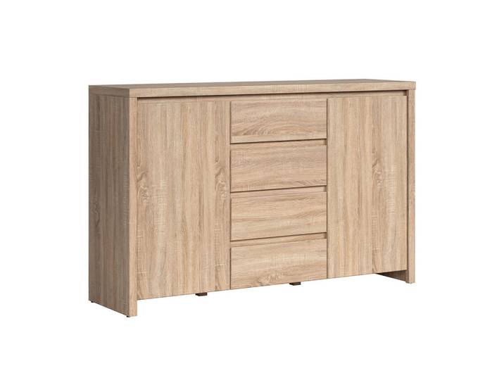 Petits-meubles Sideboard Soren Holz, Braun, Holzwerkstoff, 4 Schubladen, 143.5x92x40.5 cm, Kleinmöbel, Kommoden, Sideboards