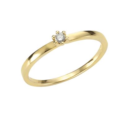 Fingerring OROLINO "Gold 750 mit Brillant 0,05ct." Gr. 19, gelb, Fingerringe, Damen, 060 (19,1), 0,05 SI = kleine Einschlüsse, Gold, Fingerring