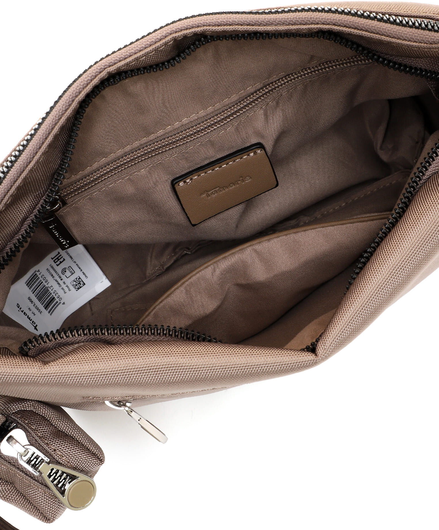 Beuteltasche TAMARIS "Beutel TAS Maggie", Damen, Gr. B/H/T: 32cm x 19cm x 11cm 0, grau (taupe 900), Polyester, Taschen Beuteltasche