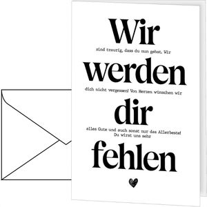 Böttcher-AG Abschiedskarte 27735, Wir werden dir fehlen, Klappkarte mit Umschlag, 11 x 17 cm