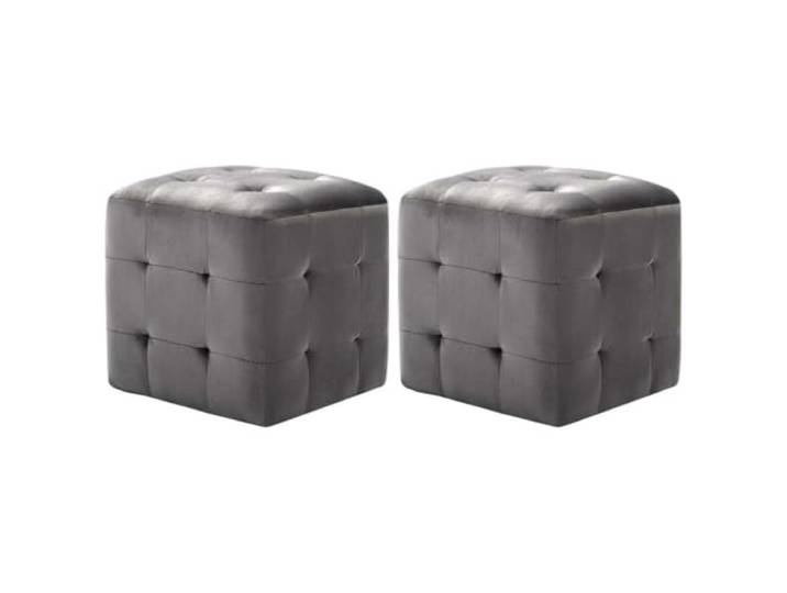 HFXHIJXQ Sitzpouf 2er Set Grau 30x30x30 cm Samt Fußhocker Hocker Elegantes 2er Set Polsterhocker aus weichem Samtstoff für Wohnzimmer und Schlafzimmer. Stabile Holzkonstruktion.