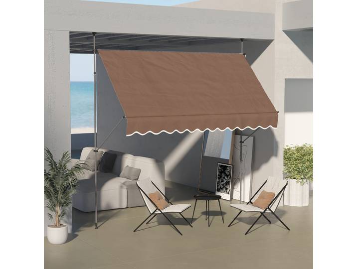Outsunny Auvent rétractable manuel 3X1,2 m Hauteur réglable avec manivelle 210-300 cm
