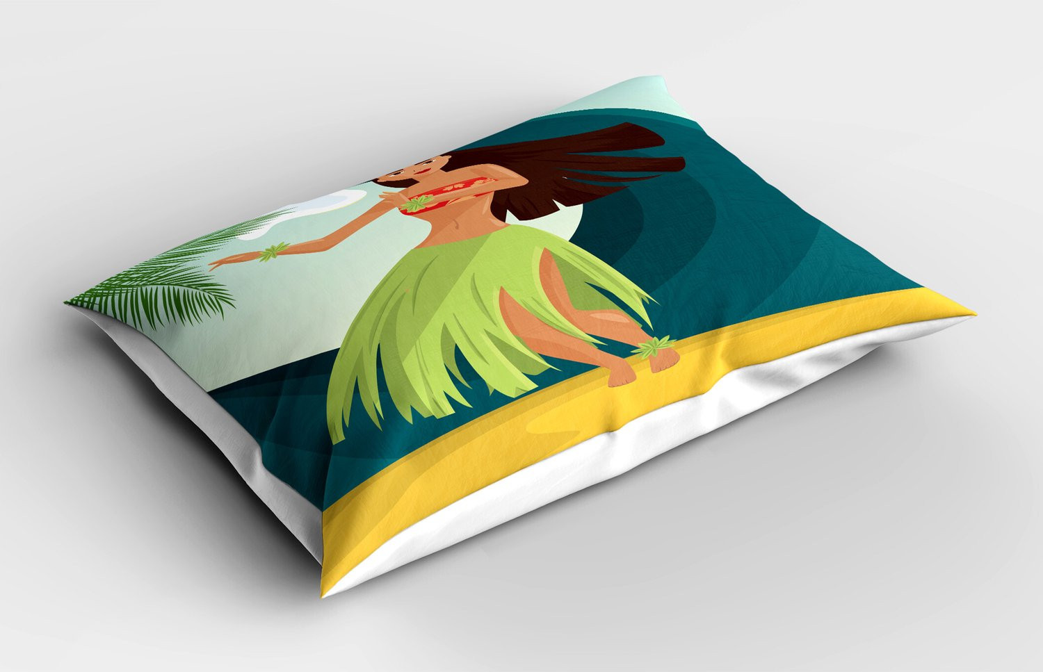 ABAKUHAUS Kussensloop Hula Meisje Zomerse Strandprint, Multicolor, 65 x 50 cm