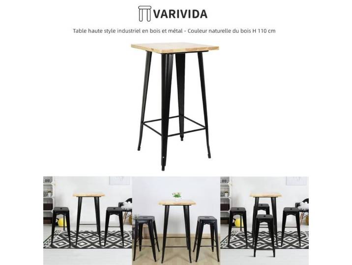 Table haute style industriel - VARIVIDA - Couleur marron - H 110 cm