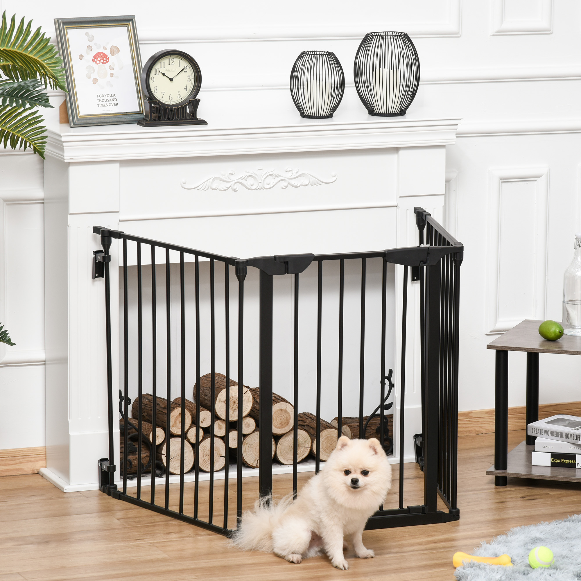 Pawhut Recinto per Cani Pieghevole in Metallo per Piccole e Medie Taglie con 3 Pannelli 180x3x74.5cm Facile da Montare e Trasportare Colore Nero Aosom