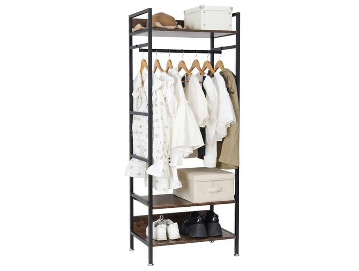 Penderie Vetement Armoire Design Industriel Vestiaire en Bois Metal 60x40x162cm