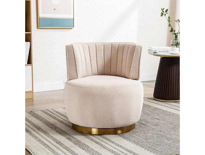Chaise pivotante moderne à 360 degrés chaise pivotante ronde chaise de salon chaise bucket - SWEIKO - Velours Beige