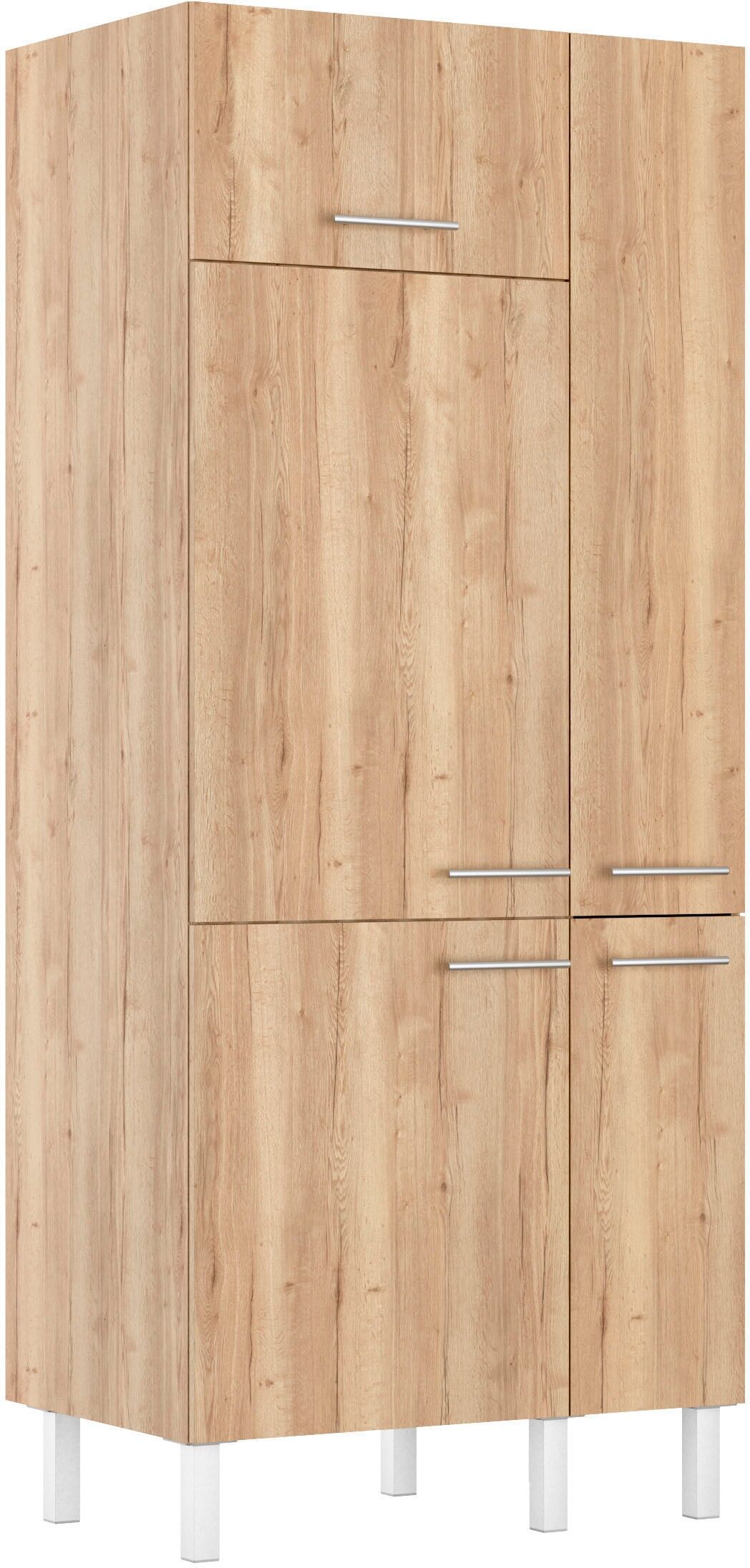 Küche OPTIFIT "Lilly", braun (küche: natur, front: wildeiche, korpus: wildeichefarben, arbeitsplatte: wildeichefarben), B:90cm H:211,8cm T:58,4cm, Komplettküchen-Sets, Küche, Breite 90 cm, wahlweise mit E-Gerät küche: natur, front: wildeiche, korpus: wild