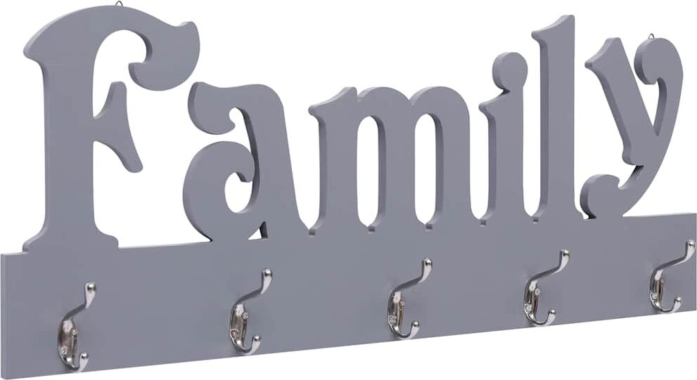 vidaXL Porte-manteau mural FAMILY Gris 74x29,5 cm