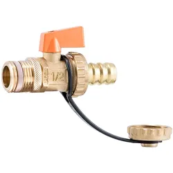 Barberi Ablasskugelhahn für therm. Solaranlagen - 15 mm Schlauchanschluss + Verschluss G 1/2'' AG