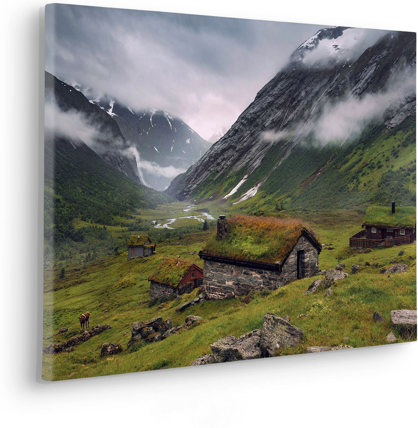 Leinwandbild KOMAR "Moody Mountains - Grösse 60 x 40 cm", bunt (farbe bild(er): bunt), B:60cm H:40cm T:2cm, Holz, Papier, Bilder, Leinwandbild, Keilrahmenbild mi Echtholzrahmen farbe bild(er): bunt B/H/T: 60cm x 40cm x 2cm, Landschaftsaufnahme Baum Berge 