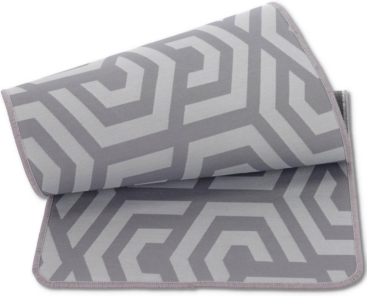 Grijs geometrisch keukentapijt met antislip onderkant, Breedte: 50 cm