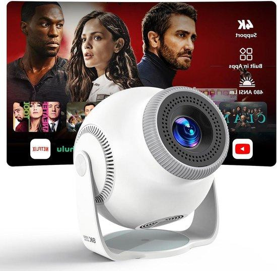 Trunera Draagbare Mini Projector - Wifi Beamer met Android 14 Systeem - 480 ANSI Lumen - Wit