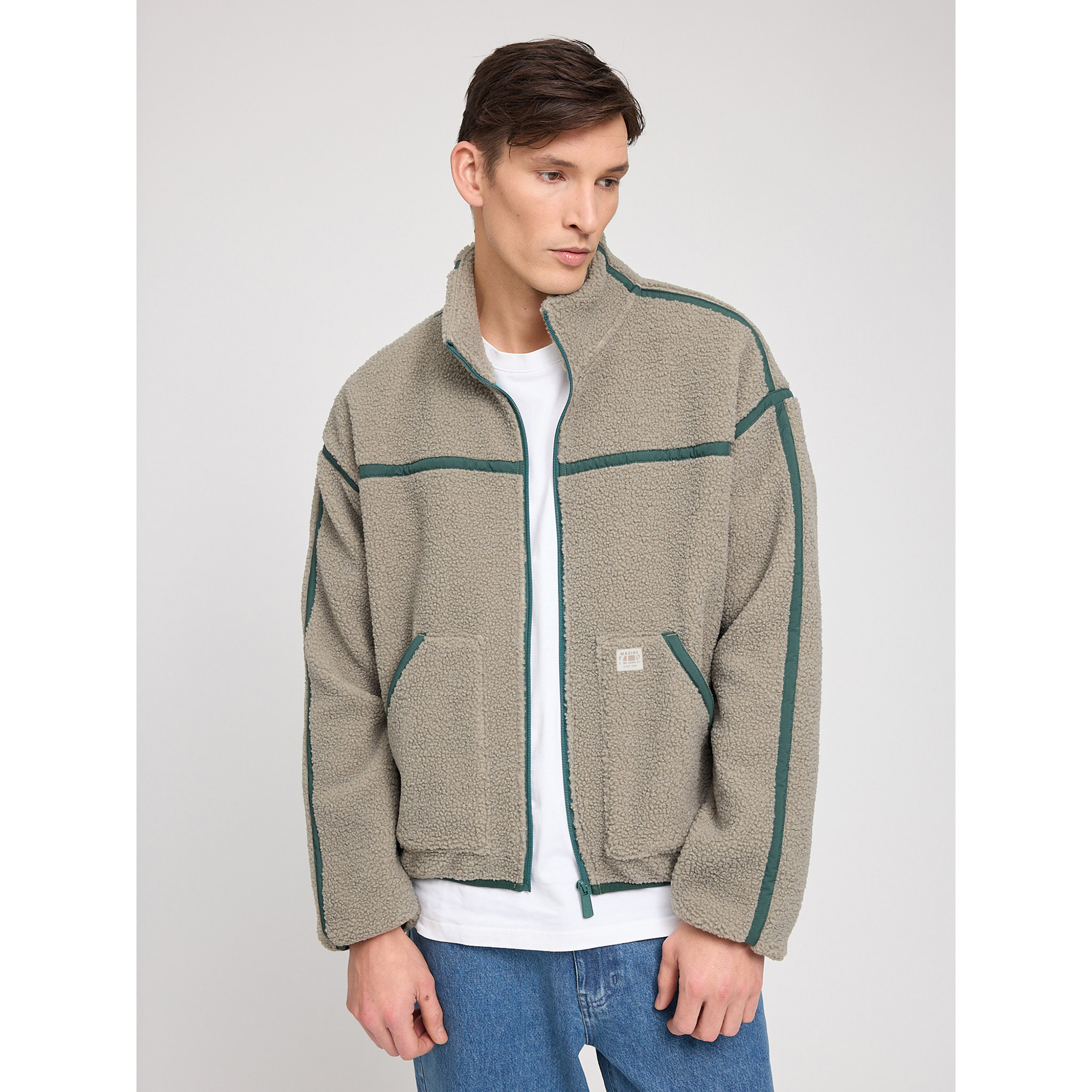 Mazine Contrast Tape Sherpa Herren Fleecejacke grau Größe L Lifestyle Elastisch