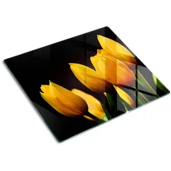 GLASPLATTE 60x52 cm Gelbe Tulpen