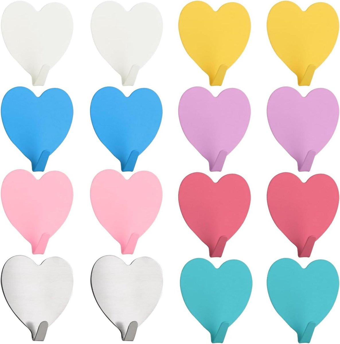 Hart Haakjes Decoratieve Hangers Multicolor - 16 stuks