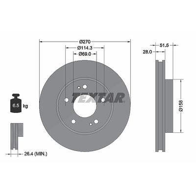 Textar Bremsscheibe [Hersteller-Nr. 92270803] für Mitsubishi