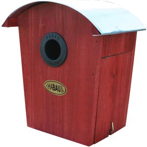 Habau Vogelhaus Nistkasten 2964, FluglochØ 28/32mm, zum Hängen, 18,5 x 19 x 13,5cm, mit Blechdach