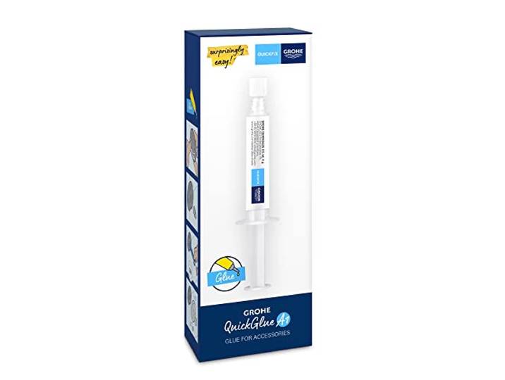 GROHE QUICKFIX\, Kit 1 seringue colle pour accessoires de salle de bains\, convient pour le marbre\, le carrelage\, le verre\, le plastique\, le bois et le métal\, temps de durcissement 24 heures\, 41127000