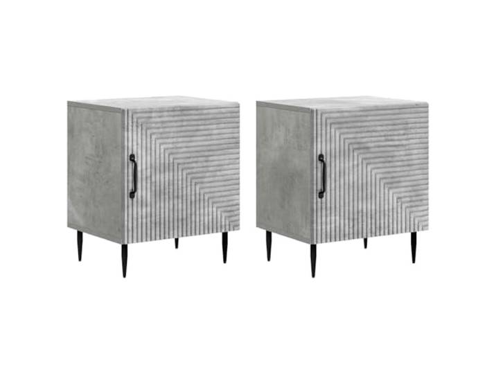 hliofuir Nachttisch 2er Set Betongrau 43x34,5x50 cm Holzwerkstoff Praktischer Nachtschrank im 2er-Set fürs Schlafzimmer mit Schwenktür, konischen Metallbeinen und viel Stauraum.