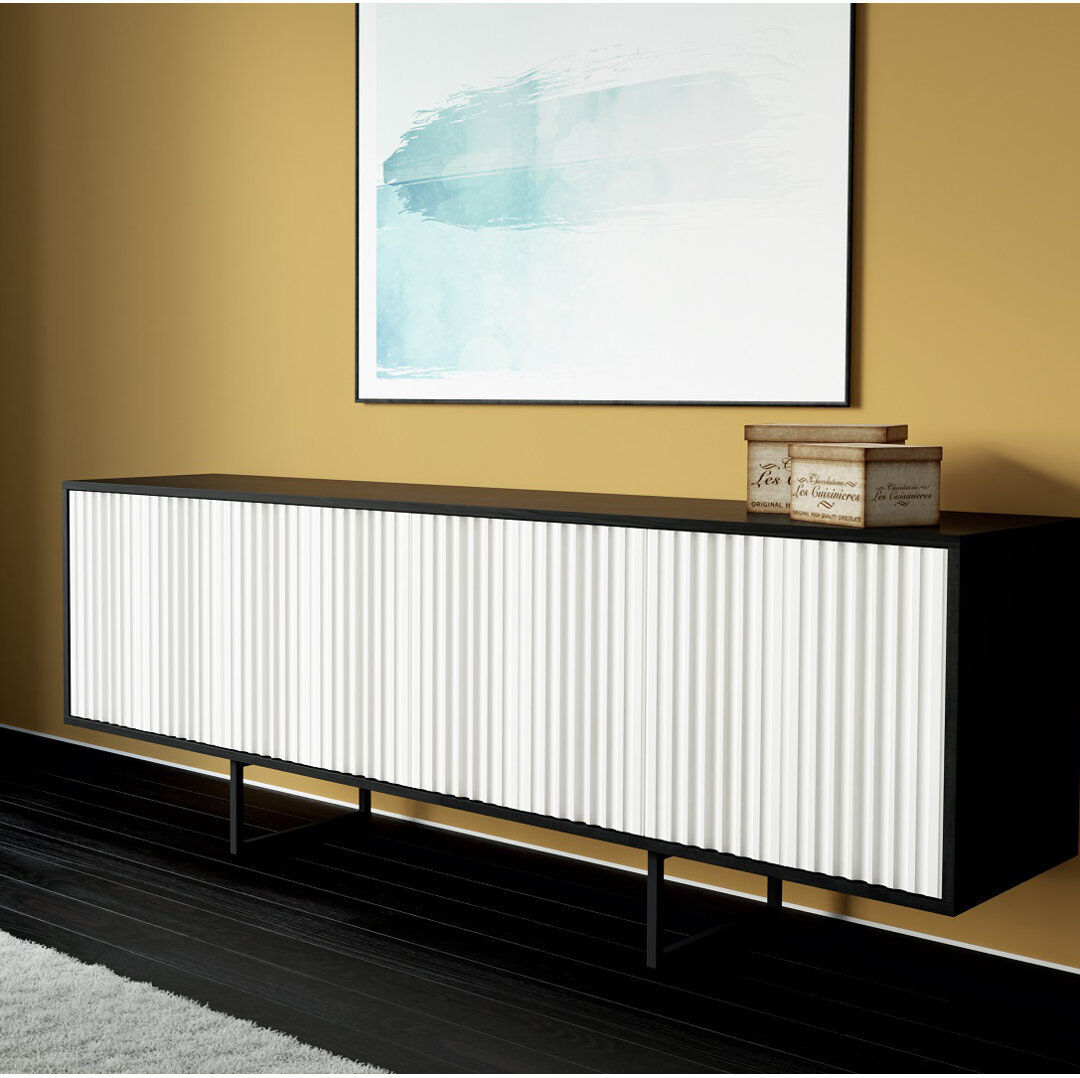 Ebern Designs Largo 204cm Sideboard Black/White 74cm H X 204cm W X 42cm D