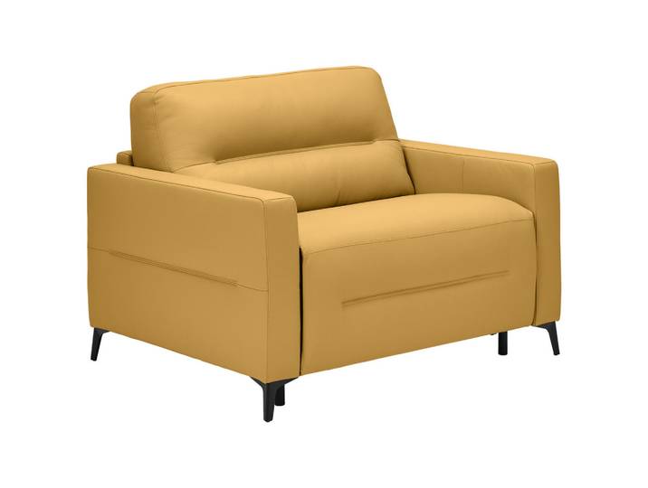 Novel Schlafsessel, Senfgelb, Metall, Echtleder, Rindleder, Uni, 115x89x97 cm, Liegefunktion, Wohnzimmer, Sessel, Schlafsessel