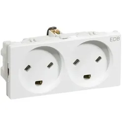 LK, Steckdose, FUGA Doppelsteckdose EDB 2-polig + DK Masse 2 Modul, weiss