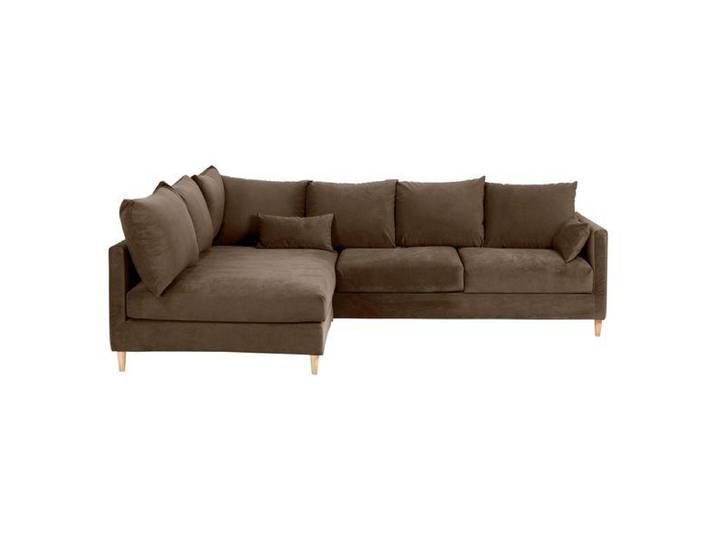 Canapé d'angle convertible velours taupe - Angle gauche