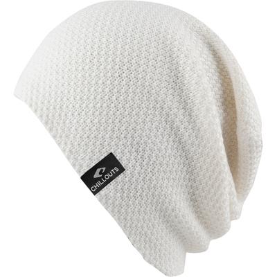 Beanie CHILLOUTS "Osaka Hat", Herren, weiß, Strick, Baumwolle, unifarben, Mützen Beanie, Slouch-Mütze mit strukturierter Oberfläche