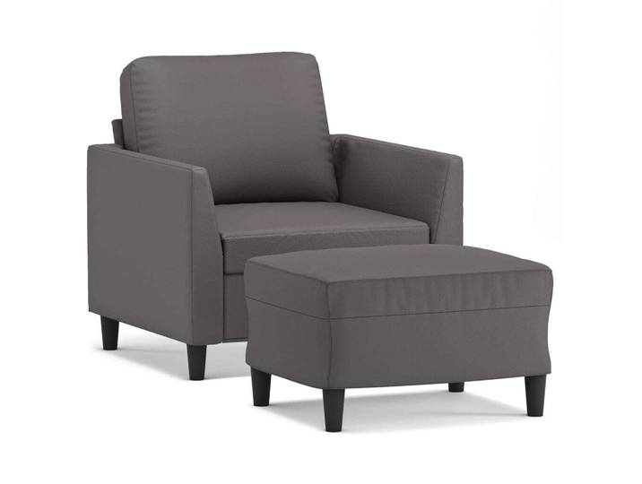 vidaXL Fauteuil avec tabouret Gris 60 cm Similicuir