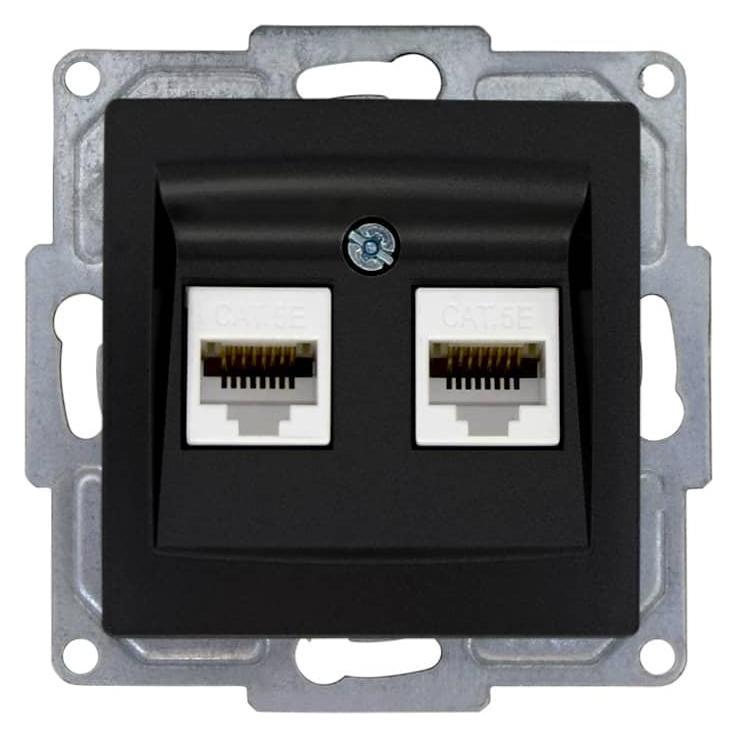 Gunsan Visage Datenbuchse 2-fach CAT5e Internet Netzwerk Unterputz Schwarz (31793585)