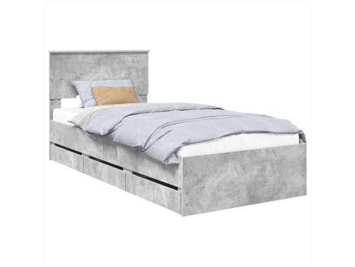 PUGYNBK Bettrahmen, Grau, 75 x 190 cm, Ingenieurholz Versteckte Aufbewahrung, feste Lamellenbasis, minimalistischer Stil, robuster Stand
