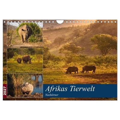 Afrikas Tierwelt: Nashörner (Wandkalender 2027 DIN A4 quer), CALVENDO Monatskalender