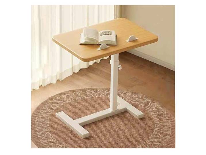 JIiopCFegh 360° drehbarer Beistelltisch, stufenlos höhenverstellbar – moderner(Flip Model,White Wood Frame)