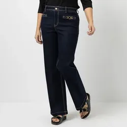 KILIAN KERNER SENSES Jeans, lange Form dekorative Schnallen Gesäßtaschen weites Bein