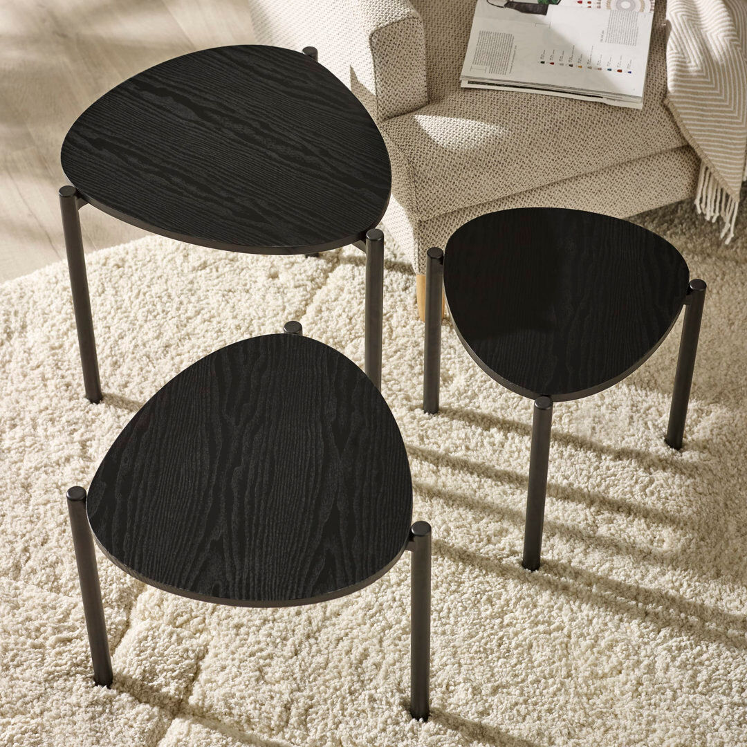 17 Stories Teardrop Nesting Side Table Black 45.5cm H X 50cm W X 52.5cm D