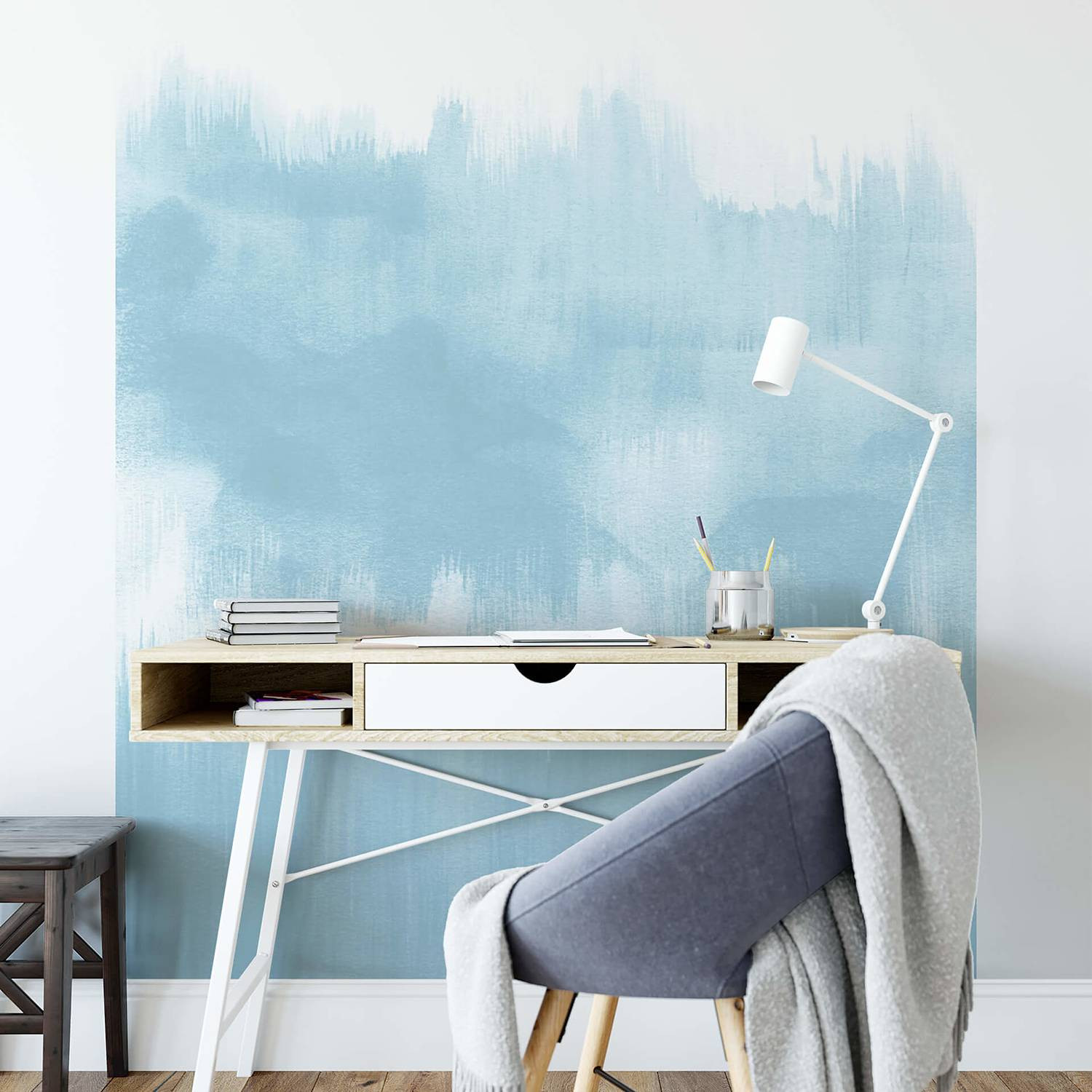 home24 Fotobehang Onderwater Mural Lichtblauw/Wit